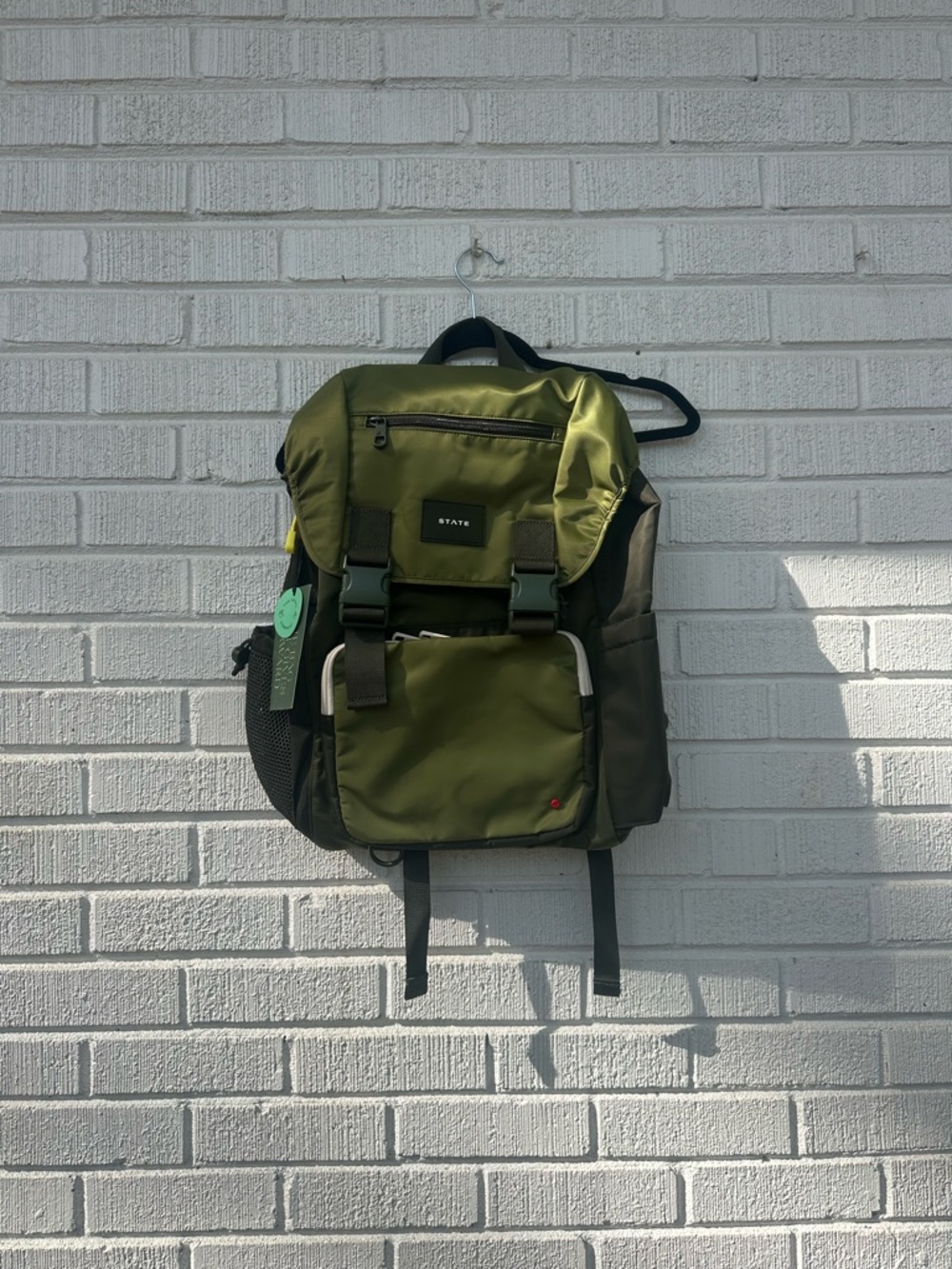 STATE Olive Green & Dark Green Backpack with Front Buckles